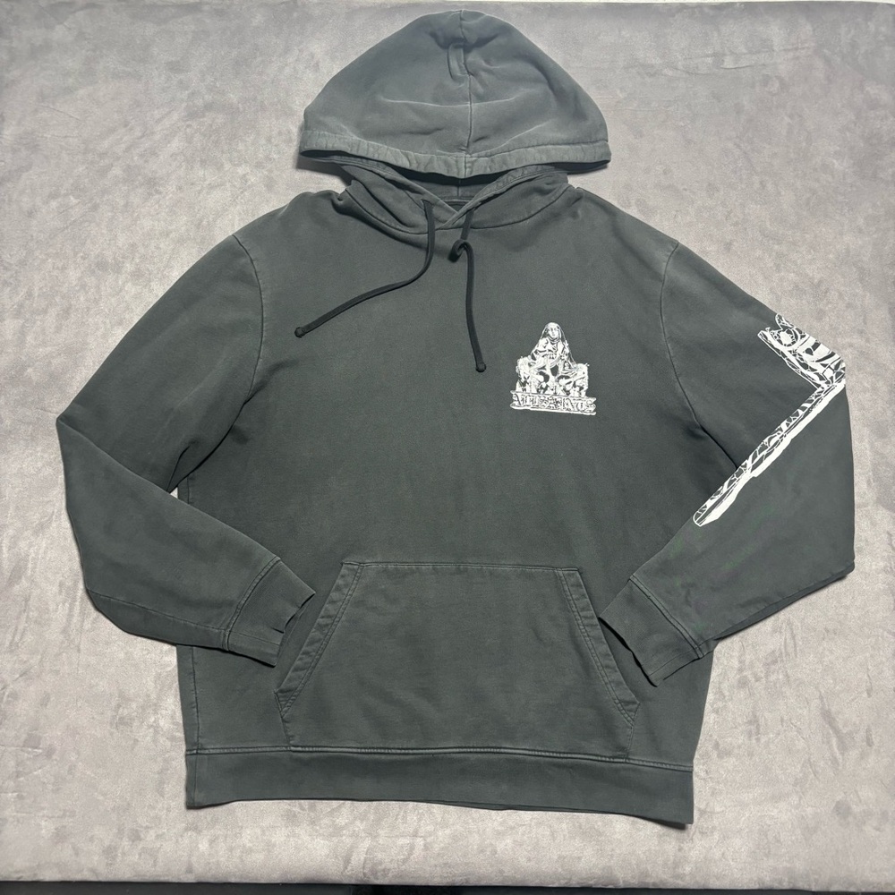 AllSaints Hoodie Men Medium Black Troglodyte Virgin Mary Graphic Oversized